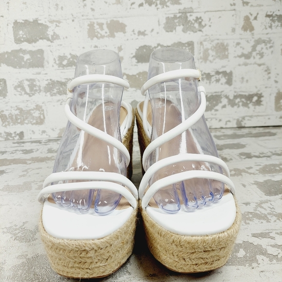 NEW BP. Cohan White Tan Espadrille Platform Wedge Sandals I154 - Picture 3 of 11